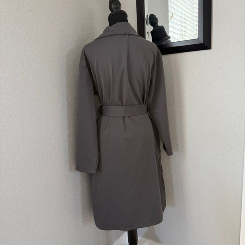 MAEVA Double Breasted Trench Coat Charcoal Gray Lightweight Small - Picture 6 of 16